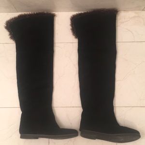 Sam Edelman black suede boots w/ shearling